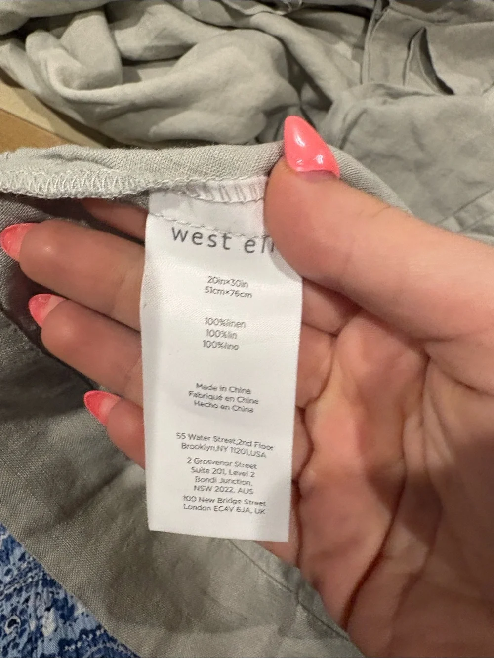 West Elm European Flax Linen Light Grey Duvet Cover and Shams